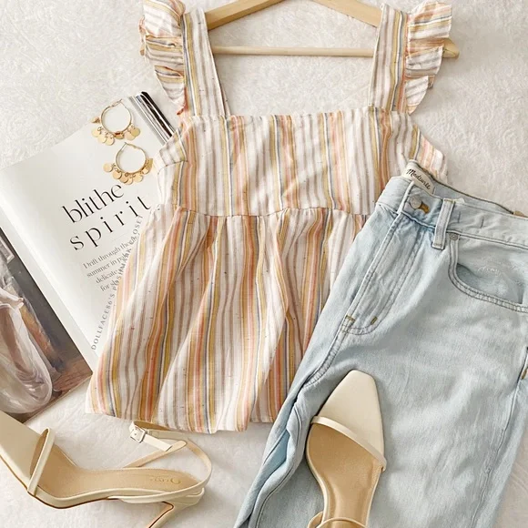 Vintage Style Stripe Babydoll Tank Top - Picture 1 of 10